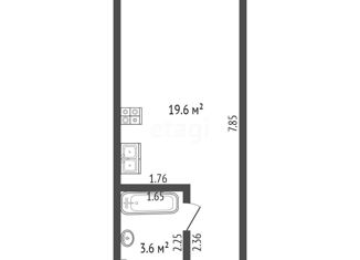 Продается квартира студия, 23.2 м2, Краснодар, микрорайон Молодёжный, 2-я Целиноградская улица, 38/3