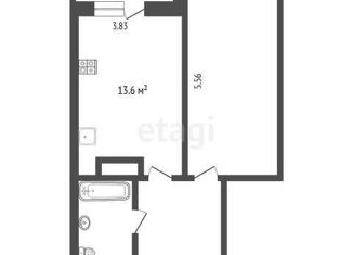 Продам 1-ком. квартиру, 42.1 м2, Тюмень, ЖК Правобережный, улица Мельникайте, 36к1