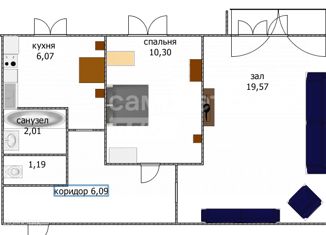 Продаю 2-комнатную квартиру, 46.1 м2, Ульяновск, улица Пушкарёва, 44, Засвияжский район