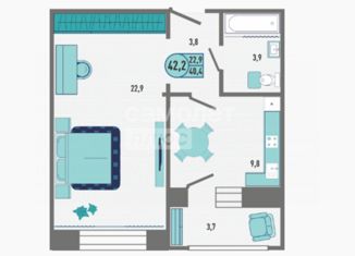 Продается 1-комнатная квартира, 42.2 м2, Липецк, Минская улица, 4Б