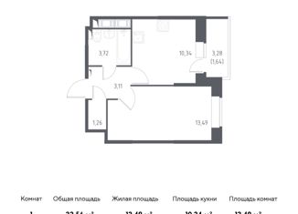 Продажа 1-комнатной квартиры, 33.56 м2, Колпино, жилой комплекс Новое Колпино, к34