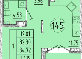 Продаю 1-ком. квартиру, 32.3 м2, Санкт-Петербург, Образцовая улица, 6к2