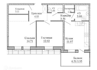 Продаю 2-комнатную квартиру, 63.31 м2, Колпино, Рубежное шоссе, 12