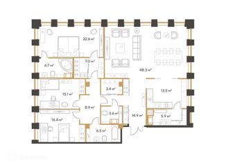 Продается трехкомнатная квартира, 172.8 м2, Санкт-Петербург, Институтский проспект, 16Б, Институтский проспект