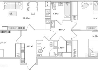 3-ком. квартира на продажу, 89.88 м2, Санкт-Петербург, Белоостровская улица, 10к1, метро Лесная