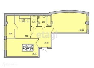 Продаю 2-ком. квартиру, 67.9 м2, Белгород, ЖК Малахит, Кирпичная улица, 65А