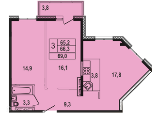 Продается 3-ком. квартира, 69 м2, Иркутская область, территория 1-й Ленинский квартал, 2