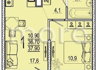 Продается двухкомнатная квартира, 39 м2, Новороссийск, ЖК Клевер