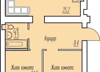 Продам двухкомнатную квартиру, 69.7 м2, посёлок городского типа Смышляевка