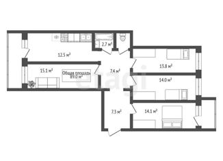 Продам 4-ком. квартиру, 89 м2, Искитим, Советская улица, 245/2