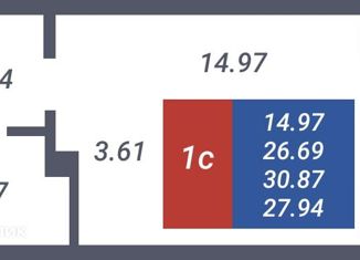 Продам квартиру студию, 26.69 м2, Новосибирск, улица Даргомыжского, 8В, улица Даргомыжского