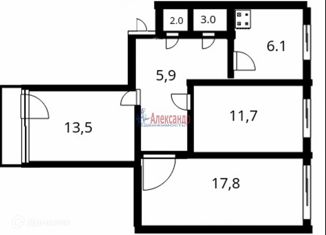 Продается трехкомнатная квартира, 60.01 м2, Санкт-Петербург, Тимуровская улица, 12, Тимуровская улица