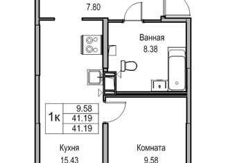 Продам 1-комнатную квартиру, 40.6 м2, Санкт-Петербург, Ивинская улица, 19к1