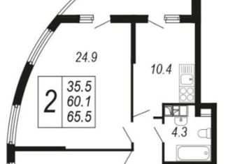 Продам 2-ком. квартиру, 66.1 м2, Краснодар, улица Адмирала Серебрякова, 3к3