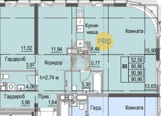 1-ком. квартира на продажу, 94.3 м2, Ижевск, улица Лихвинцева, 17, ЖК Республика