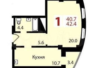 1-комнатная квартира на продажу, 40.7 м2, Красноярск, Соколовская улица, 72А, жилой район Солнечный