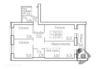 4-комнатная квартира на продажу, 97.1 м2, рабочий посёлок Краснообск, 3-й микрорайон, 11