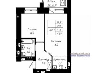 Продам 2-комнатную квартиру, 41.4 м2, Барнаул, улица Чернышевского, 189, Центральный район
