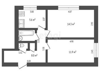 Продаю 2-ком. квартиру, 43.9 м2, село Горьковка, Пионерский переулок, 6