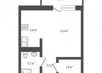 Квартира на продажу студия, 26.4 м2, Тюмень, Профсоюзная улица, 6к1, ЖК Речной Порт