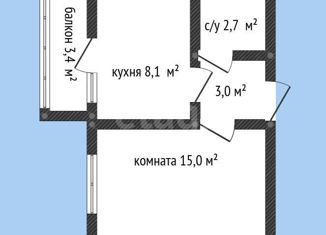 1-ком. квартира на продажу, 39.4 м2, Краснодар, ЖК Западный Город, Крылатская улица, 19