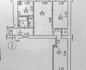 Трехкомнатная квартира на продажу, 56.3 м2, Ижевск, жилой район Культбаза, улица имени Репина, 27