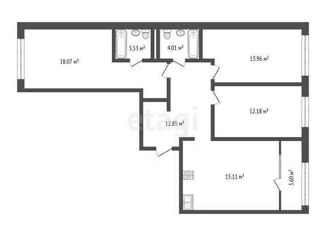 Продажа трехкомнатной квартиры, 82 м2, Тюмень, улица Александра Федоровича, 6, ЖК Мозаика Парк