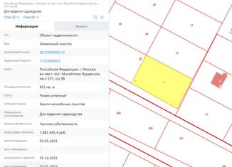 Продам земельный участок, 8.31 сот., посёлок дома отдыха Плёсково, СНТ Тимирязевец, 96