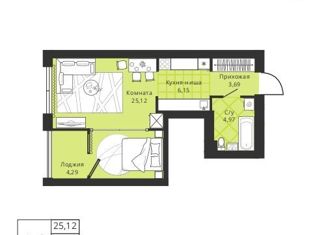 Продаю квартиру студию, 39.93 м2, коттеджный посёлок Горки Академпарка, улица Тесла, 24
