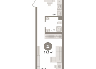 Продажа 1-комнатной квартиры, 31.6 м2, Санкт-Петербург, улица Челюскина, 8, ЖК Голден Сити