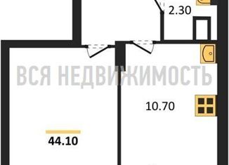 Продается 1-ком. квартира, 44.1 м2, Воронеж, ЖК Высота, Краснознамённая улица, 57/5