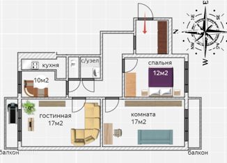 Продам 3-ком. квартиру, 73 м2, Нижний Новгород, улица Культуры, 4, Сормовский район