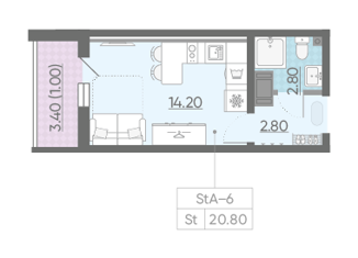 Продам квартиру студию, 20.4 м2, Санкт-Петербург, ЖК Орловский Парк, Орлово-Денисовский проспект, 17к1