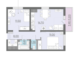 Продажа 2-комнатной квартиры, 51.8 м2, Санкт-Петербург, набережная реки Каменки, 19к4, ЖК Заповедный парк