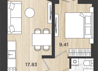 Продается однокомнатная квартира, 36.25 м2, Калининград, Батальная улица, 104, ЖК Дом на Батальной