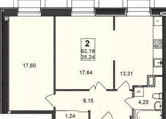 Продам 2-ком. квартиру, 62.19 м2, Нижний Новгород, улица Гоголя, 14, улица Гоголя