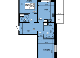 2-ком. квартира на продажу, 77 м2, посёлок Парголово, Ольгинская дорога, 3/20