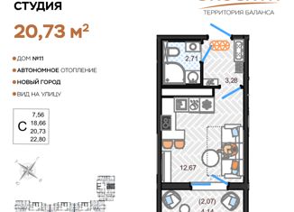 Квартира на продажу студия, 20.73 м2, Ульяновская область, жилой комплекс ЭкоСити, 11