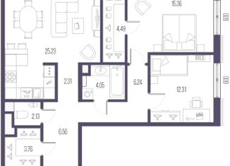 Продам 2-ком. квартиру, 82.44 м2, Санкт-Петербург, Малоохтинский проспект, 68, Малоохтинский проспект