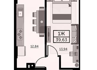 1-ком. квартира на продажу, 39.8 м2, Ростов-на-Дону, улица Ларина, 45б, ЖК Сердце Ростова 2