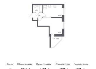 Продается 1-комнатная квартира, 33.61 м2, Санкт-Петербург, Славянская улица, 8, метро Рыбацкое