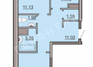 2-комнатная квартира на продажу, 57.5 м2, Вологда, Медуницинская улица, 5, микрорайон Ремсельмаш