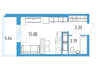 Квартира на продажу студия, 24 м2, Санкт-Петербург, улица Вадима Шефнера, 4, ЖК Магеллан