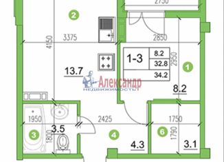 Продается 1-ком. квартира, 34.2 м2, поселок Романовка, посёлок Романовка, 33, ЖК Оранж