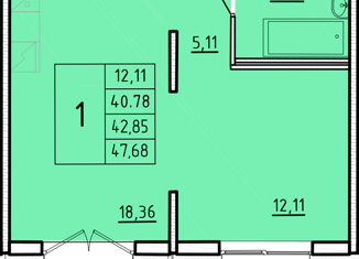 Продажа 1-комнатной квартиры, 40.78 м2, посёлок Шушары, Образцовая улица, 6к2