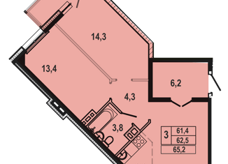 Продажа трехкомнатной квартиры, 65.5 м2, Иркутская область, территория 1-й Ленинский квартал, 2