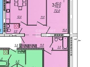 Продаю 3-комнатную квартиру, 72 м2, Вологда, Северная улица, 36Г, микрорайон Водники