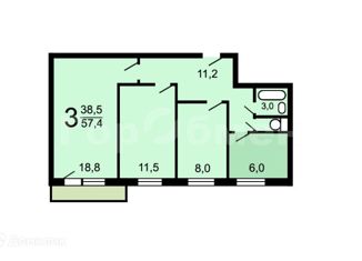 Продается 3-комнатная квартира, 57.8 м2, Москва, Витебская улица, 12