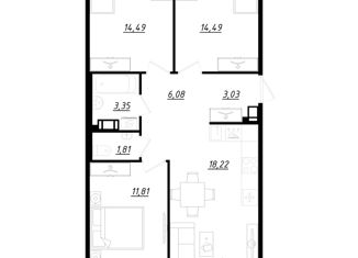 Продажа трехкомнатной квартиры, 74.5 м2, городской посёлок Фёдоровское, Счастливая улица, 4