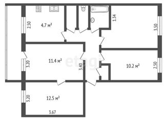 Продается четырехкомнатная квартира, 80 м2, село Плодовое, улица Новосёлов, 11